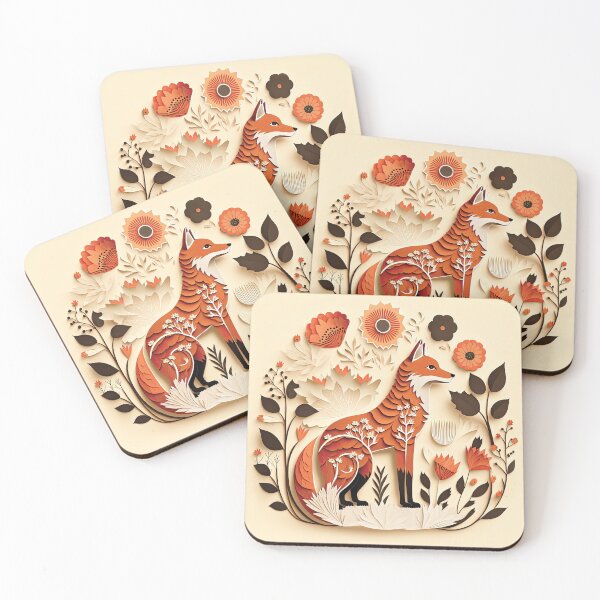 Item preview, Papercut Fox and Flowers designed and sold by PearBird.