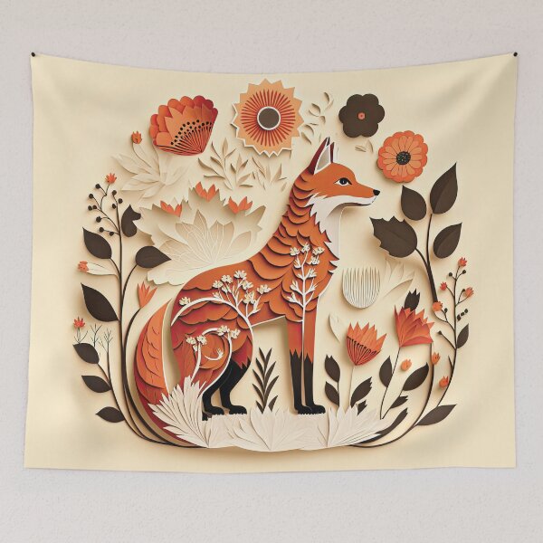 Item preview, Papercut Fox and Flowers designed and sold by PearBird.