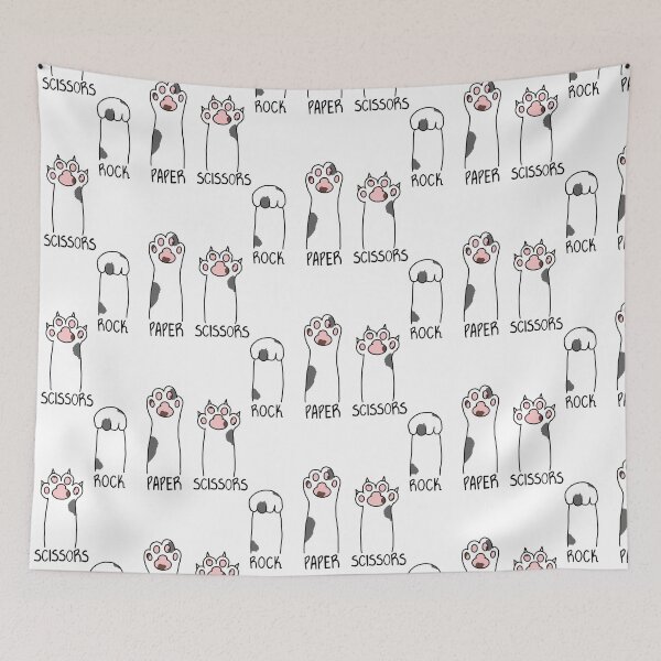 Item preview, Kitty Cat Rock Paper Scissors: Grey and White designed and sold by LuxeHurricane.