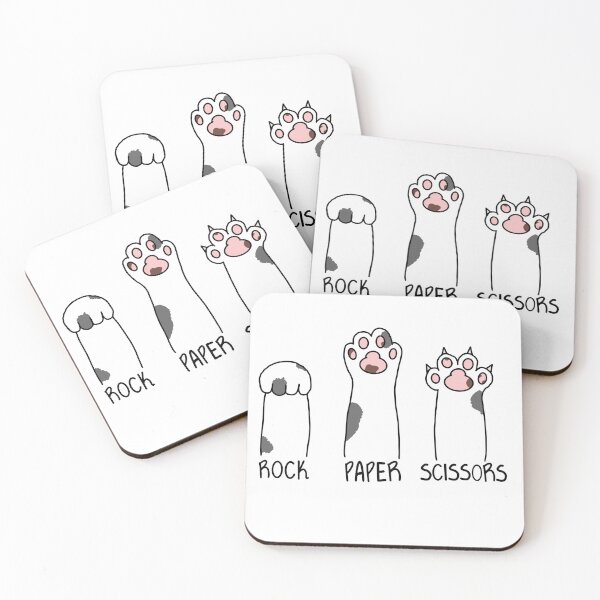 Item preview, Kitty Cat Rock Paper Scissors: Grey and White designed and sold by LuxeHurricane.