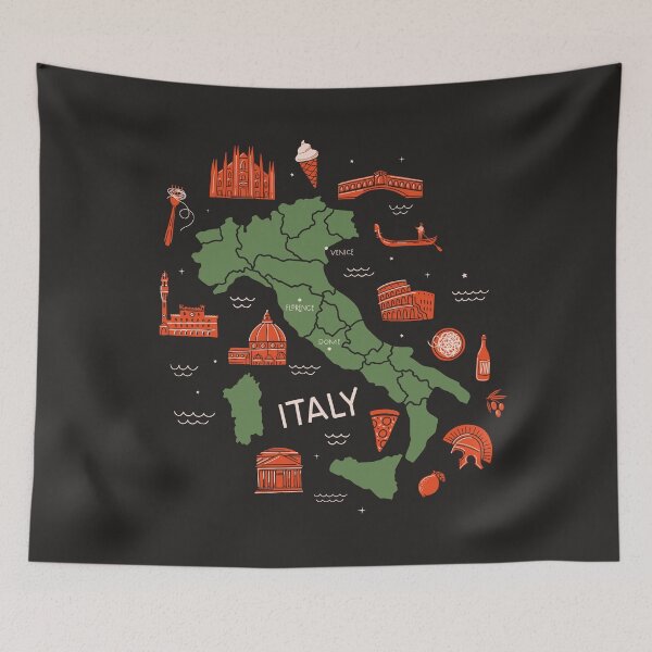 Item preview, Decorative map of Italy with tourist sight. designed and sold by KO-SIM.