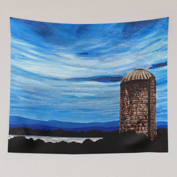 Item preview, Blue evening landscape - Original Art designed and sold by HBBArtShop.