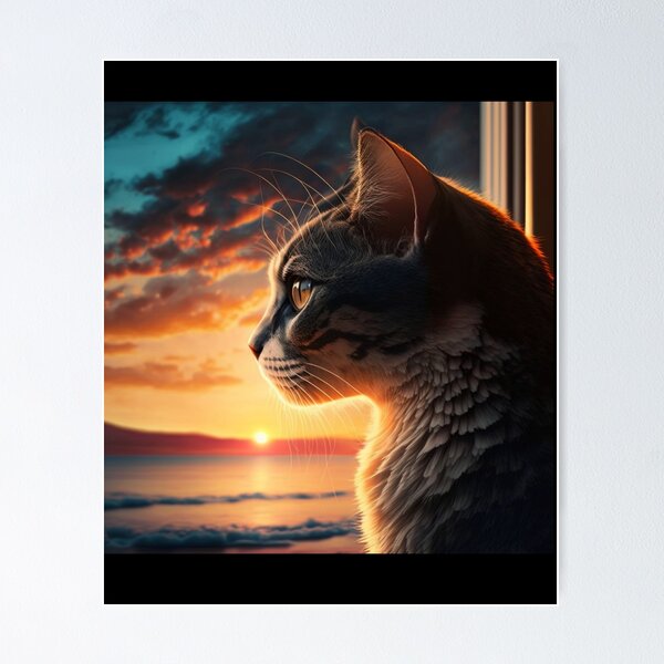 Item preview,  Cat Watching Sunset Scene designed and sold by MaRa ★★★★★.