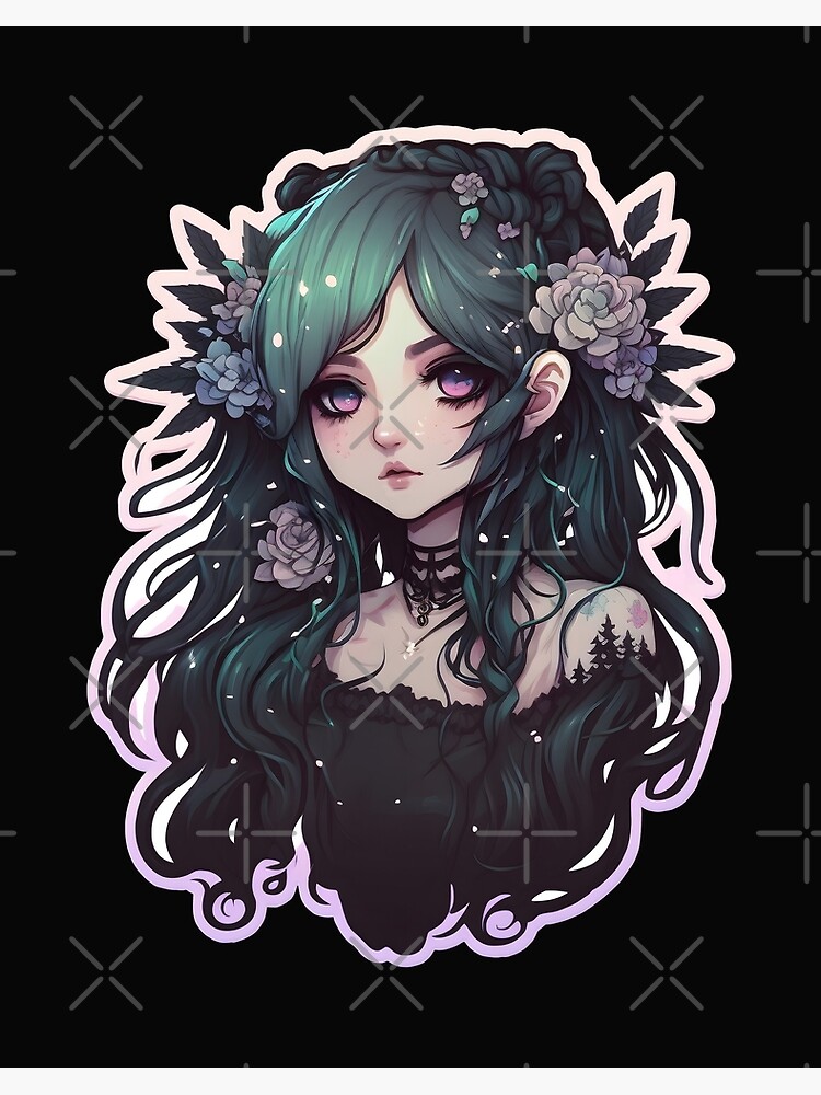 Dark Anime Girl Wall Art Anime Aesthetic Print Gothic Emo 