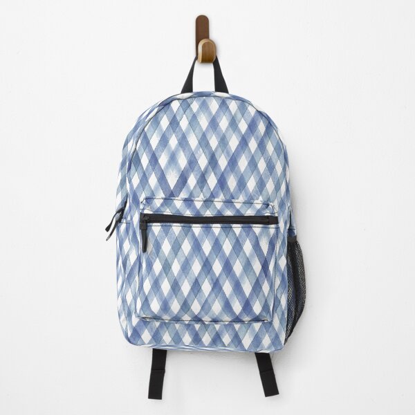 Item preview, Watercolor diagonal stripe plaid seamless pattern. Blue stripes on white background designed and sold by olgersart.