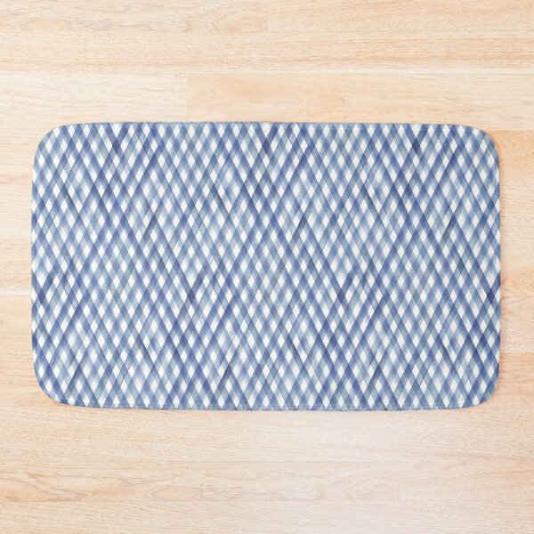 Item preview, Watercolor diagonal stripe plaid seamless pattern. Blue stripes on white background designed and sold by olgersart.