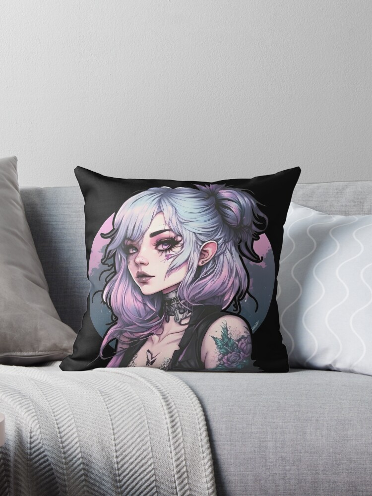 Goth Decorative Cushion, Pastel Cushion Cover