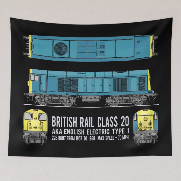 Artikelvorschau, British Rail Class 20 English Electric Typ 1 Diesellokomotive Zugdiagramm Geschenk entworfen und verkauft von Maljonic.