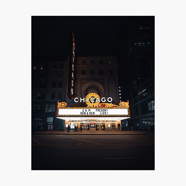Chicago Theatre at night Photographic Print