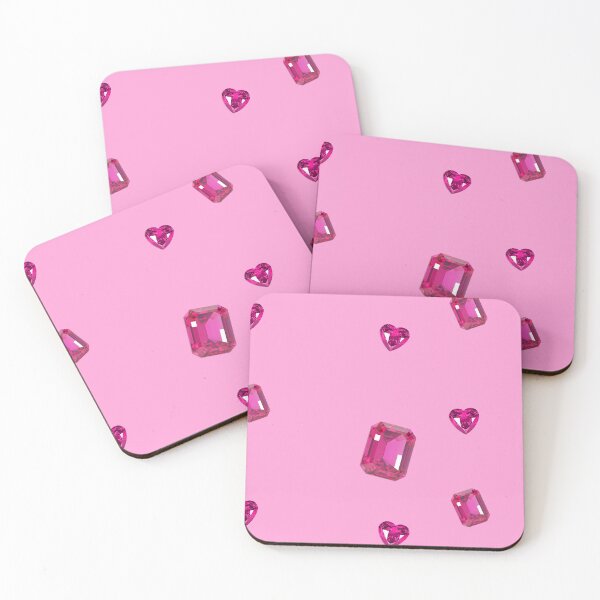 Item preview, pink bedazzled gems heart shaped realistic sticker set designed and sold by Creative Brat Design Studio.