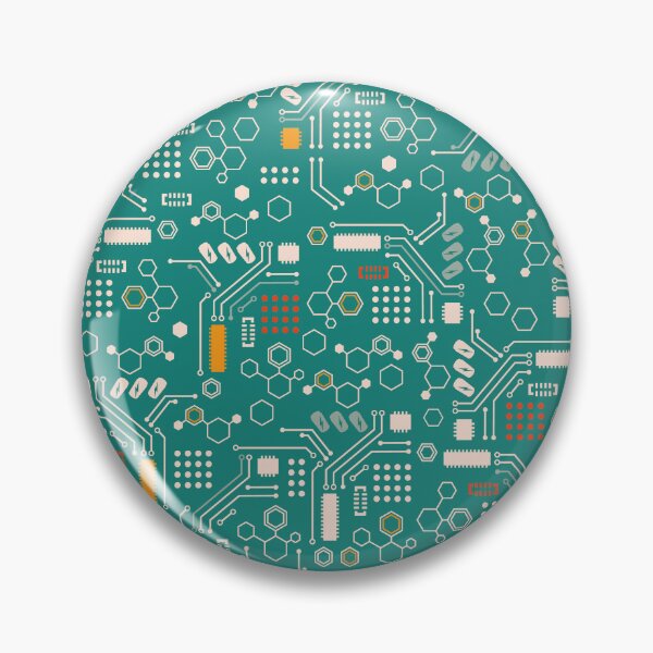Item preview, Office Robots mother-board in light, yellow and reddish colors on a technical green background designed and sold by Melissa Plugge-Dekker.