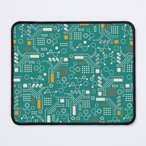 Item preview, Office Robots mother-board in light, yellow and reddish colors on a technical green background designed and sold by Melissa Plugge-Dekker.