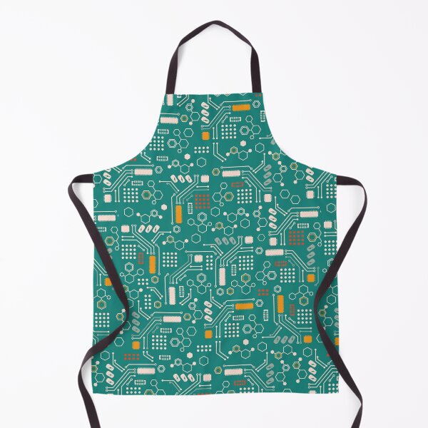 Item preview, Office Robots mother-board in light, yellow and reddish colors on a technical green background designed and sold by Melissa Plugge-Dekker.