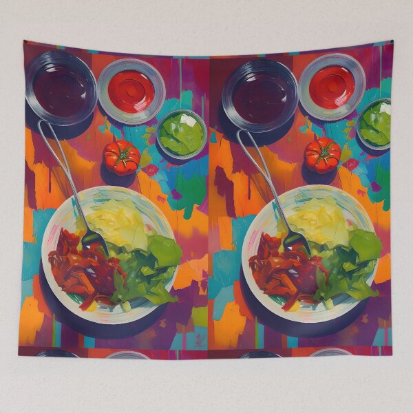 Item preview, Plate of Pickled Veggies with sauces, Colourful Food Composition designed and sold by FewBits.