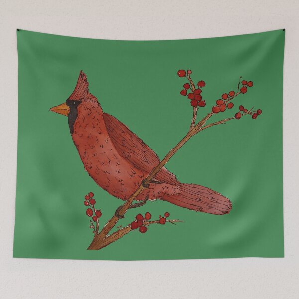 Item preview, Ink and Wash Cardinal on Green designed and sold by WallaceColor.