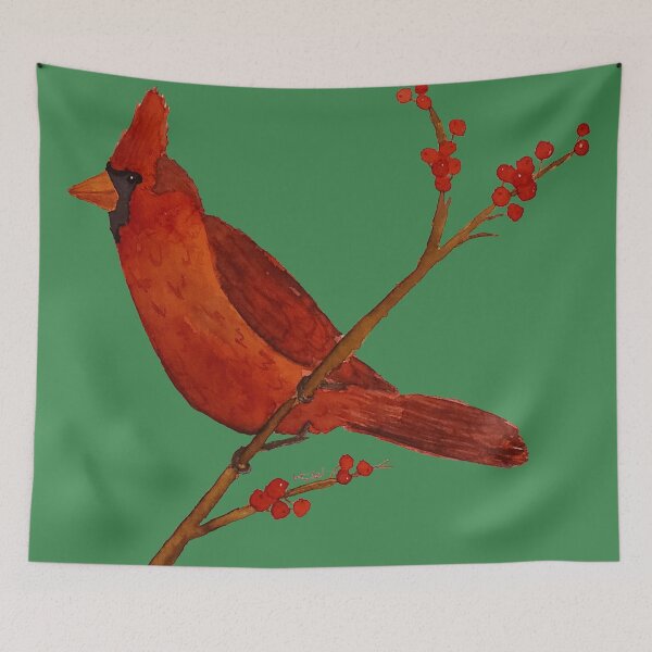 Item preview, Cardinal on a Branch on Green designed and sold by WallaceColor.
