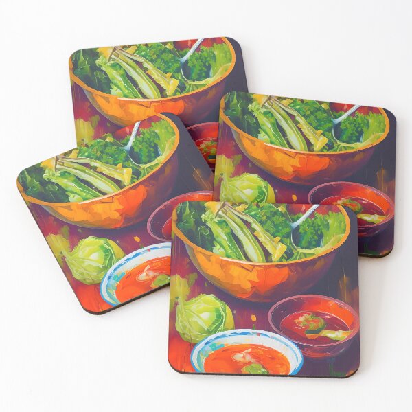 Item preview, Bowl of Green Salad with Sauces, Colourful Food Composition designed and sold by FewBits.