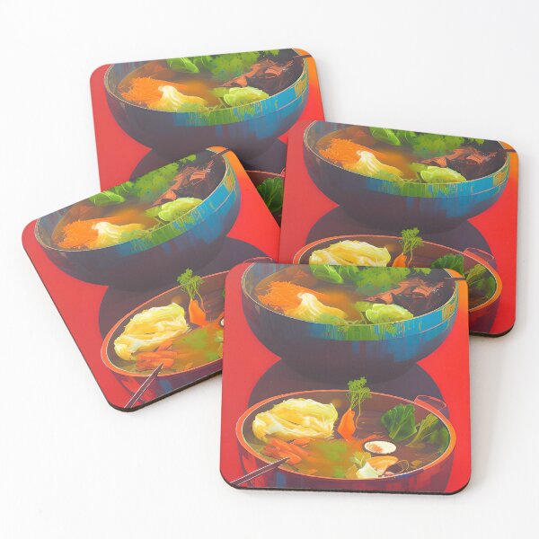Item preview, Bowls of Hot Soup, Colourful Food Composition designed and sold by FewBits.