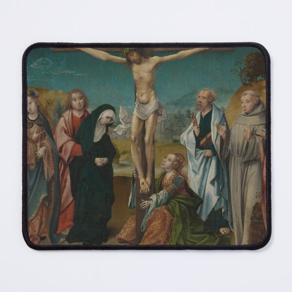 Item preview, Christ on the Cross, with Mary, John, Mary Magdalene and Sts Cecilia and Barbara (left) and Peter, Francis and Jerome (right) Painted in the first quarter of the 16th century designed and sold by linggalibrary.