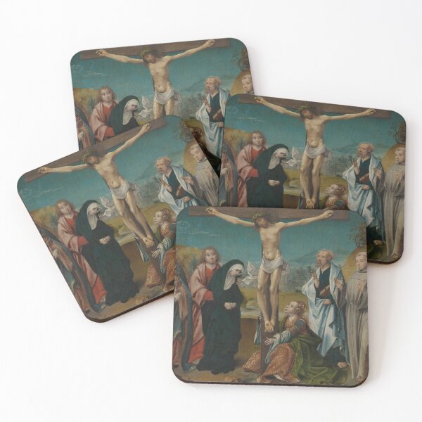 Item preview, Christ on the Cross, with Mary, John, Mary Magdalene and Sts Cecilia and Barbara (left) and Peter, Francis and Jerome (right) Painted in the first quarter of the 16th century designed and sold by linggalibrary.