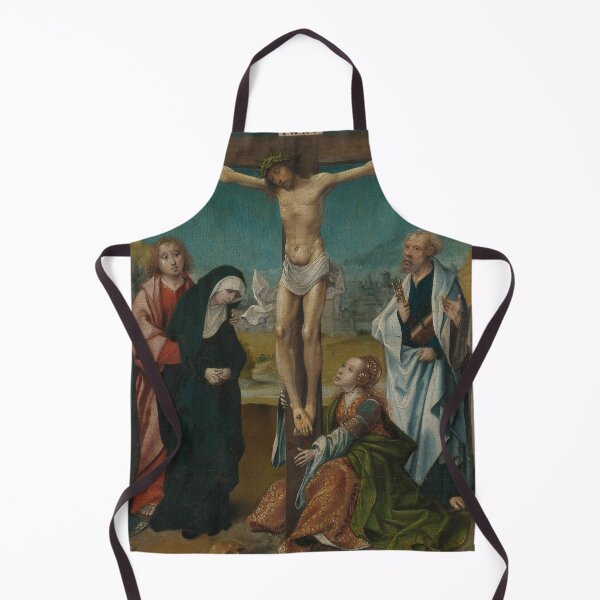 Item preview, Christ on the Cross, with Mary, John, Mary Magdalene and Sts Cecilia and Barbara (left) and Peter, Francis and Jerome (right) Painted in the first quarter of the 16th century designed and sold by linggalibrary.