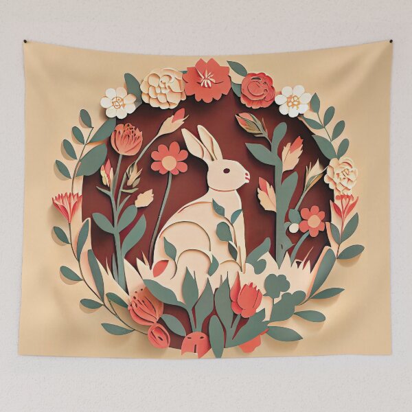 Item preview, Papercut Rabbit and Flowers designed and sold by PearBird.
