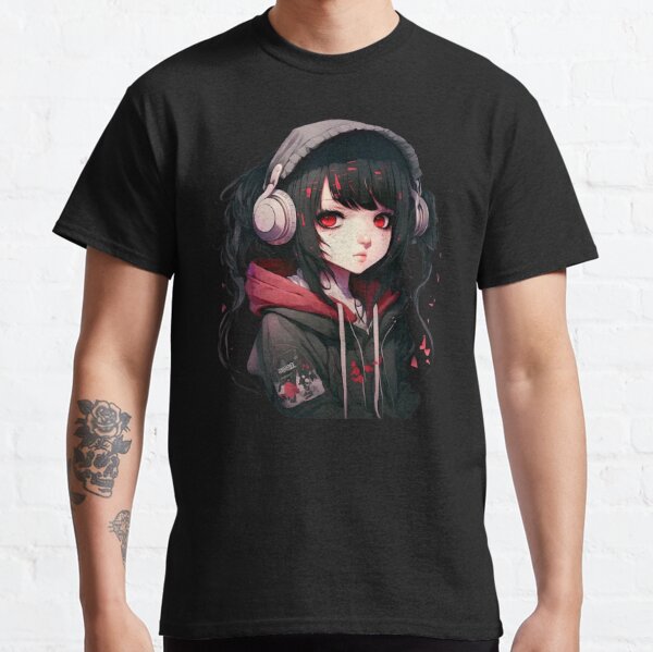 Anime Girl in Hoodie - Red / Black Aesthetic Art Print for Sale by Nymmzi