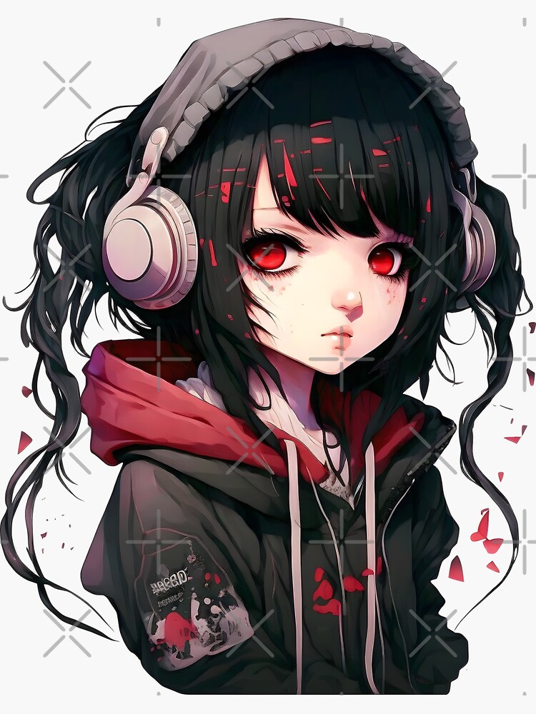 Cute anime shop girl black hair