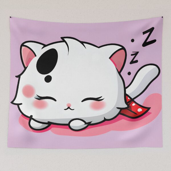 Item preview, Adorable Sleeping Cartoon Kitten designed and sold by Poetic Patterns Studio.
