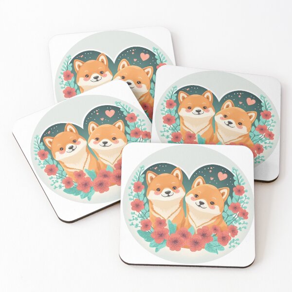 Item preview, Cute Valentine Pair of Shiba Inu Dogs #1 designed and sold by quicksilversun.