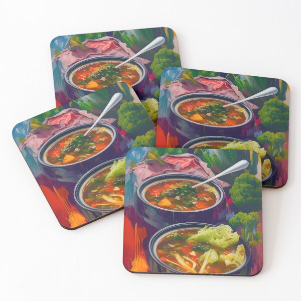 Item preview, Kimchi Stew in Bowls, Colourful Food Composition designed and sold by FewBits.