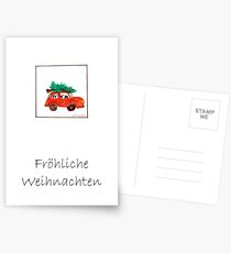 red car with a fir-tree on the car Postcards