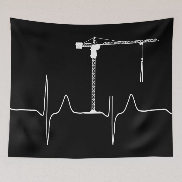 Item preview,  My heart beats for construction cranes (dark background) designed and sold by Jeeb-Arts.