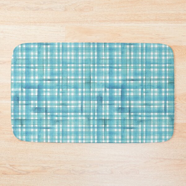 Item preview, Watercolor stripe plaid seamless pattern. Teal blue turquoise stripes background designed and sold by olgersart.