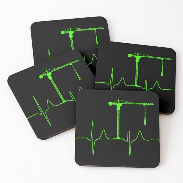 Item preview, My heart beats for construction cranes (monitor green) designed and sold by Jeeb-Arts.