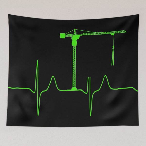 Item preview, My heart beats for construction cranes (monitor green) designed and sold by Jeeb-Arts.