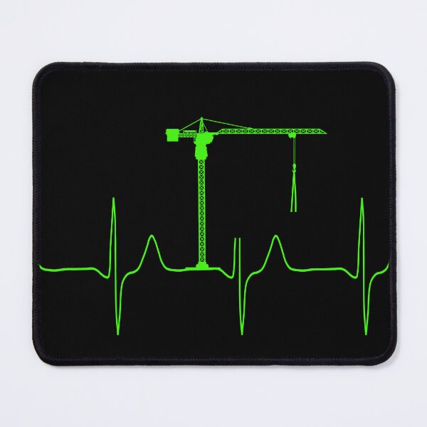 Item preview, My heart beats for construction cranes (monitor green) designed and sold by Jeeb-Arts.