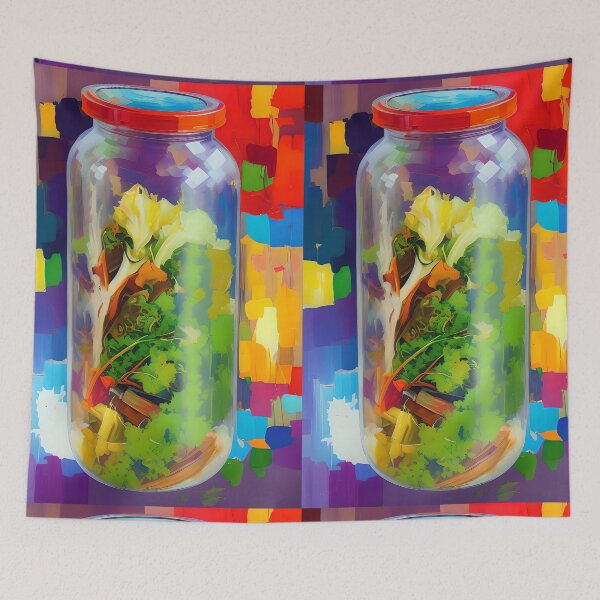Item preview, Jar of Veggies Ready to Pickle, Colourful Food Composition designed and sold by FewBits.
