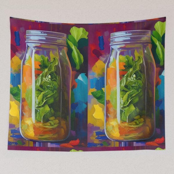 Item preview, Jar of Veggies Ready to Pickle, Colourful Food Composition designed and sold by FewBits.