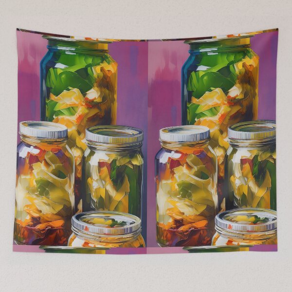 Item preview, Jars of Veggies Ready to Pickle, Colourful Food Composition designed and sold by FewBits.