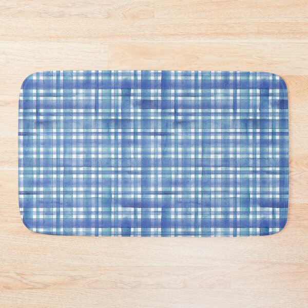 Item preview, Watercolor stripe plaid seamless pattern. Blue and teal stripes on white background designed and sold by olgersart.