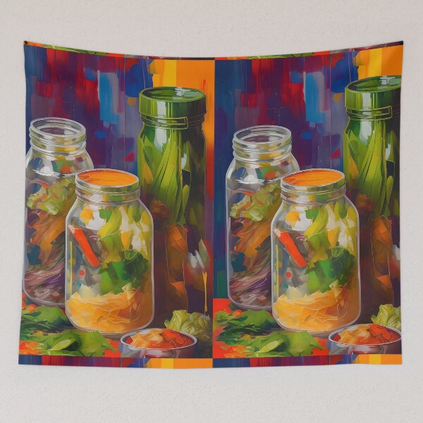 Item preview, Jars of Veggies Ready to Pickle, Colourful Food Composition designed and sold by FewBits.