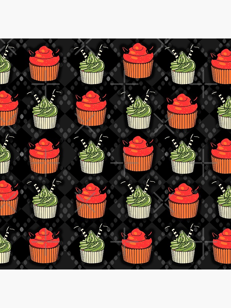 Discover Devil and Witch Cupcake Pattern Premium Matte Vertical Poster