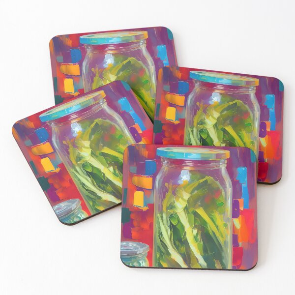 Item preview, Jar of Veggies Ready to Pickle, Colourful Food Composition designed and sold by FewBits.