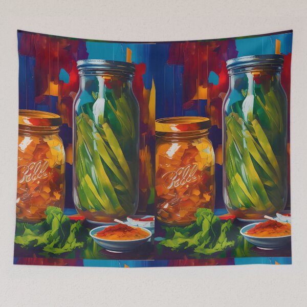 Item preview, Jars of Veggies Ready to Pickle, Colourful Food Composition designed and sold by FewBits.