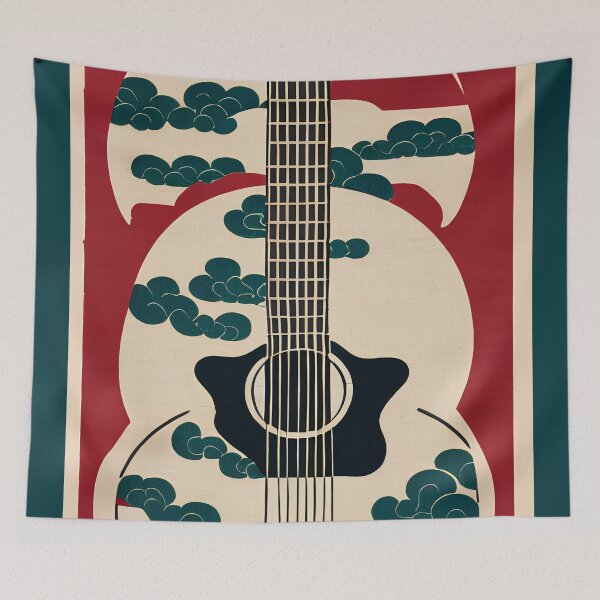 Item preview, Acoustic Guitar Japanese Style Abstract Artwork  designed and sold by redjaygraphics.