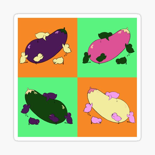 Peaches and eggplants Sticker for Sale by DesignDoubleP