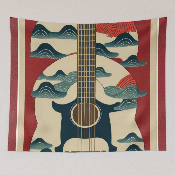 Item preview, Acoustic Guitar Japanese Style Abstract Artwork  designed and sold by redjaygraphics.