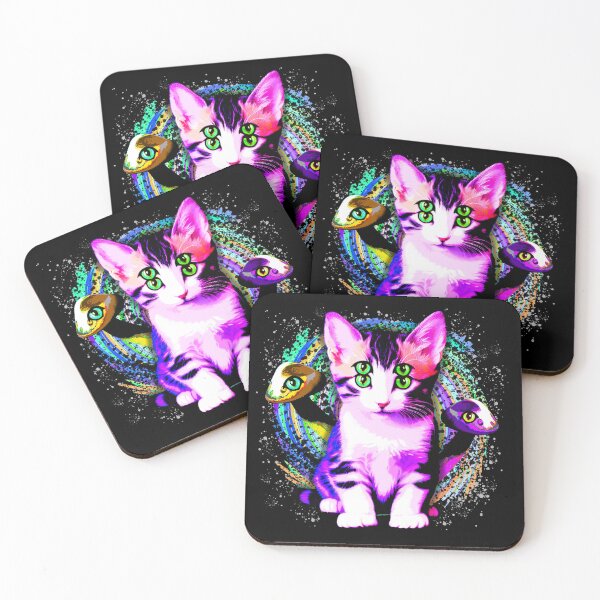 Item preview, Kitty Cat Psychic Aesthetics Character with Trippy Mushrooms Disturbing Surreal Digital Painting Art  designed and sold by BluedarkArt.