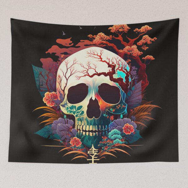 Item preview, The Macabre Majesty of a Floral Skull designed and sold by moroccan-stret.